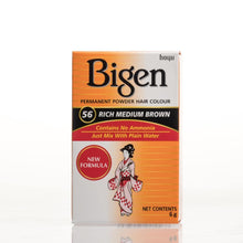 Load image into Gallery viewer, Bigen Powder Permanent Hair Color - 56 - Rich Medium Brown - Bigen-shop